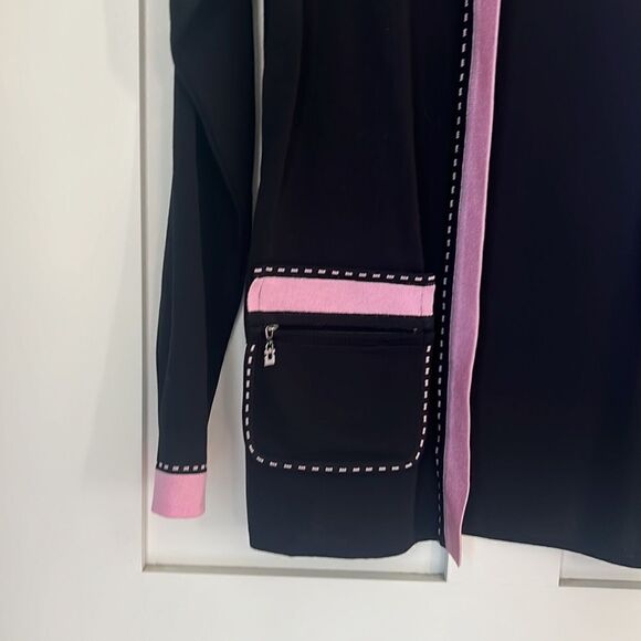 Exclusively Misook Women’s Open Front  Black Pink Knit Cardigan Jacket Sz XS - Picture 4 of 10